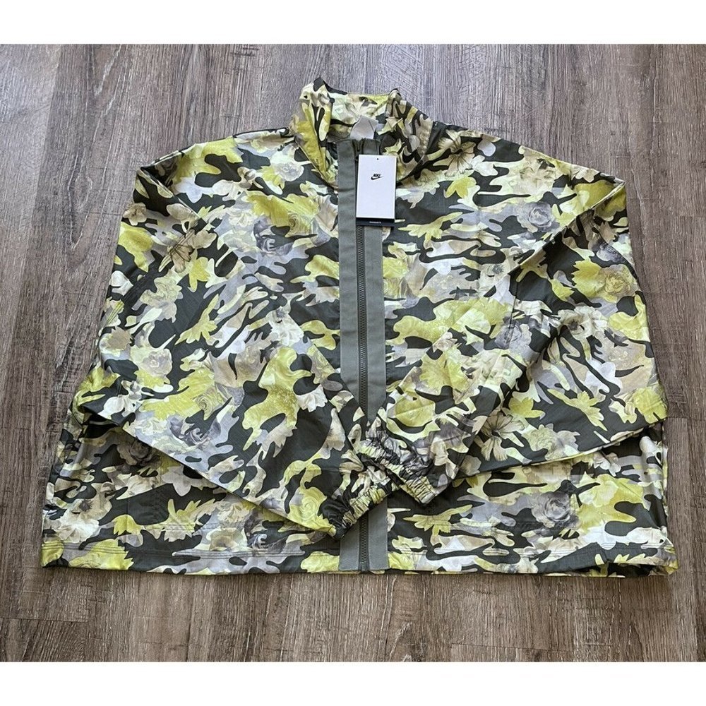 Nike Womens Woven Floral Camo Full Zip Jacket Green 2XL CZ8184-325 - Picture 5 of 6